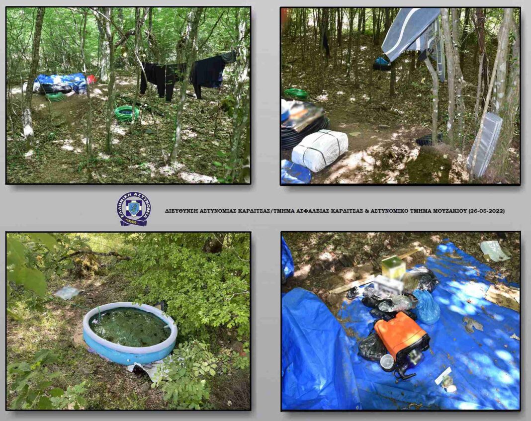 Κατασχέθηκαν, επιπλέον, από τον χώρο καλλιεργητικά εργαλεία, ψεκαστήρας και κουλούρες πλαστικών ποτιστικών σωλήνων άρδευσης