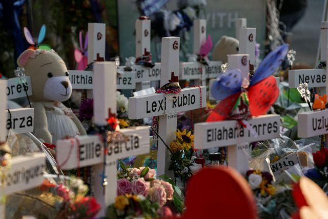 FILE PHOTO: Memorial for the victims of a mass shooting in Uvalde, Texas