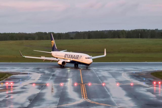 A Ryanair aircraft, which was diverted to Belarus, lands at Vilnius Airport in Vilnius