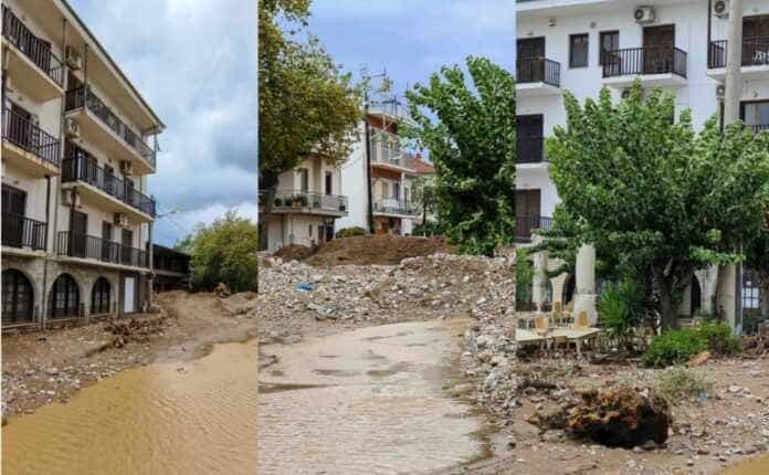 Εικόνες απόλυτης καταστροφής από τις πλημμύρες στην Αγριά