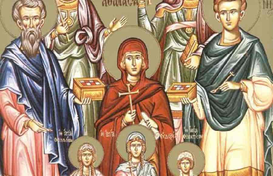 Agioi_Kyros-Ioannis-Athanasia Άγιοι Κύρος και Ιωάννης οι Ανάργυροι και η Αγία Αθανασία με τις τρεις θυγατέρες της Θεοδότη, Θεοκτίστη και Ευδοξία