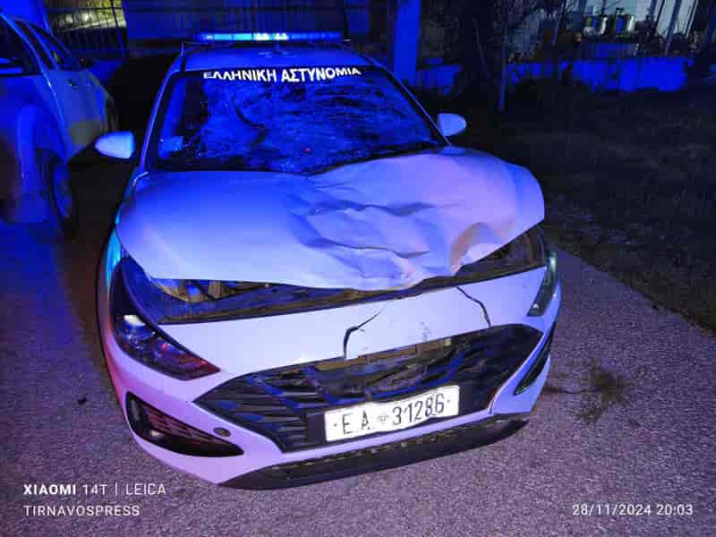 Περιπολικό συγκρούστηκε με άλογο στον δρόμο Τυρνάβου – Αμπελώνα