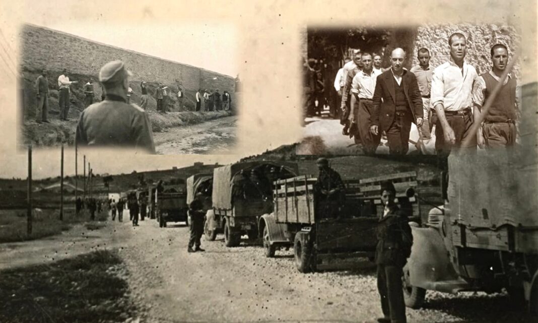 Φωτογραφίες που φαίνεται να απεικονίζουν τις τελευταίες στιγμές των 200 αγωνιστών πριν εκτελεστούν στην Καισαριανή από τους ναζί, την Πρωτομαγιά του 1944.